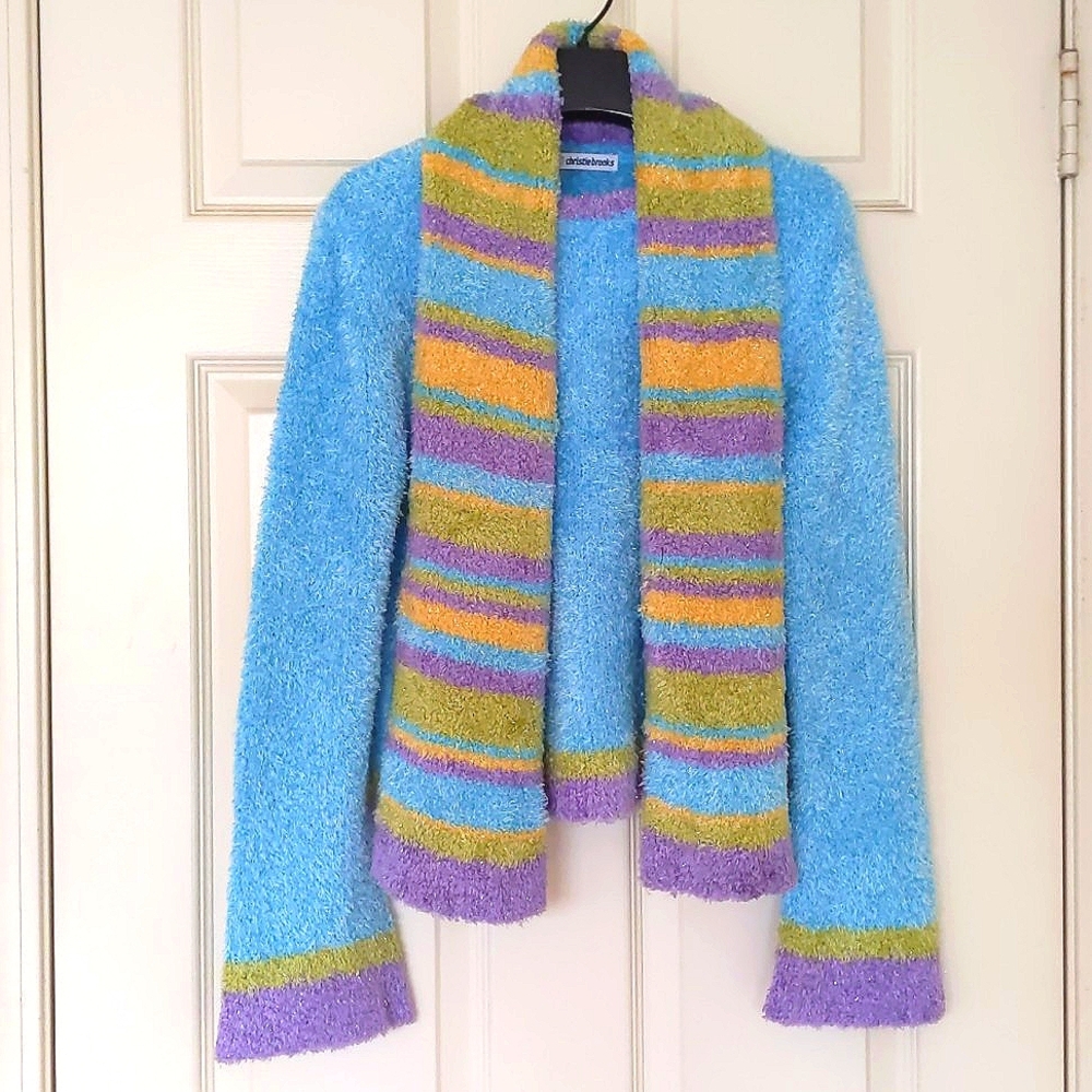 NWOT Christie Brooks Girl's fluffy knit sweater with matching scarf.